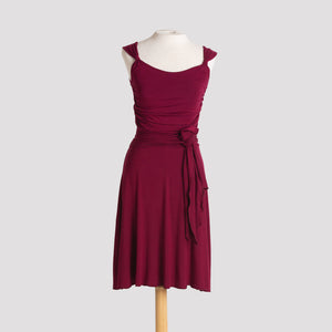 Audrey Dress in Burgundy with sash