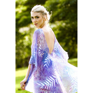 Devore Kiana Dress in Indigo & Lavender Fern Devore