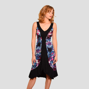 Lani Dress in Purple Watercolor & Black