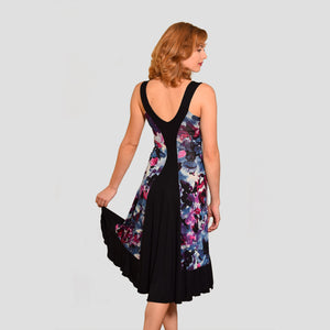 Lani Dress in Purple Watercolor & Black