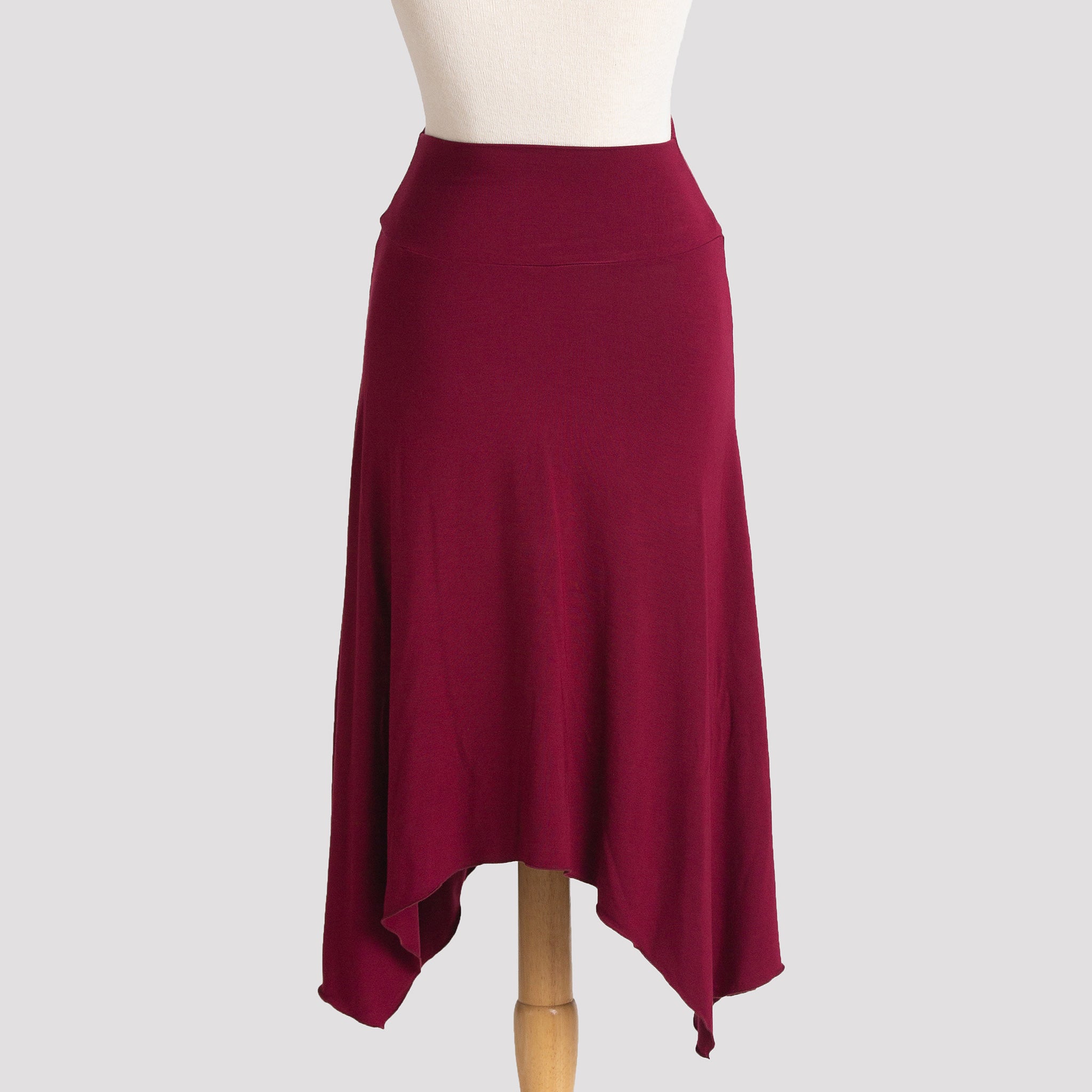 Long Handkerchief Skirt in Burgundy