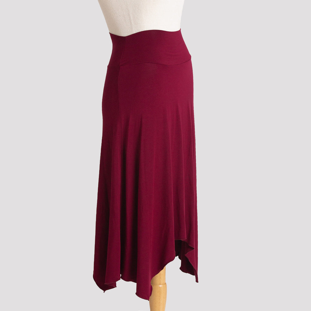 Long Handkerchief Skirt in Burgundy